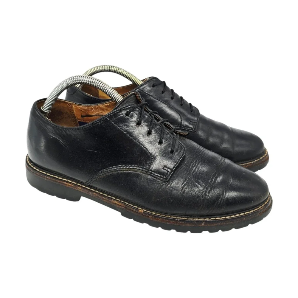 Vintage Polo Ralph Lauren Shoes Men's 9 D Oxford Black Leather Plain Toe Derby